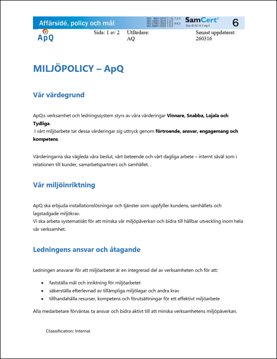 Miljöpolicy